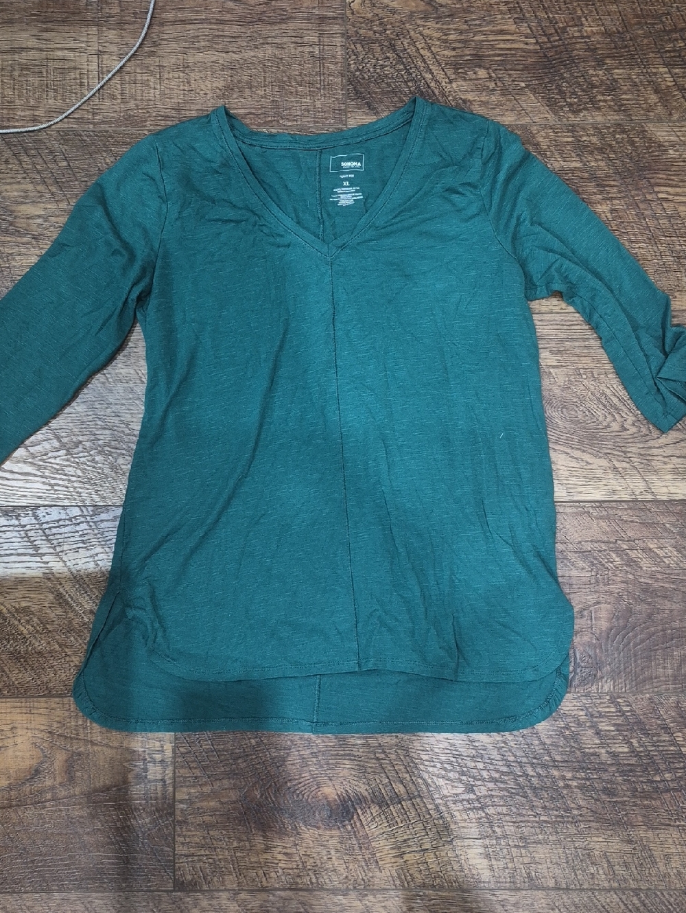 Women's Sonoma Teal V-Neck 3/4 Sleeve Tunic Top Size XL Cottagecore